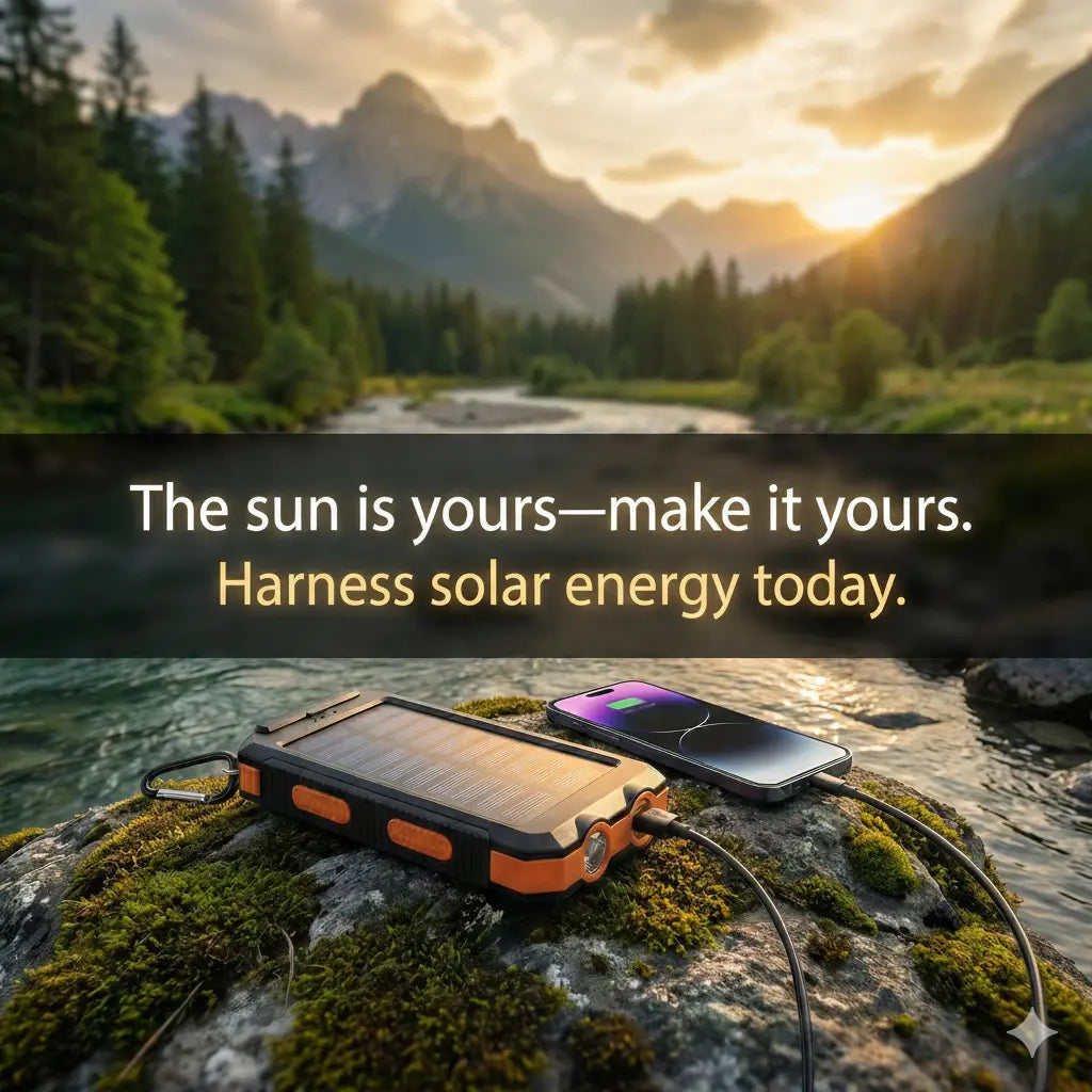 Portable Solar Charger Waterproof – Outdoor Solar Power Backup for Phones & Devices